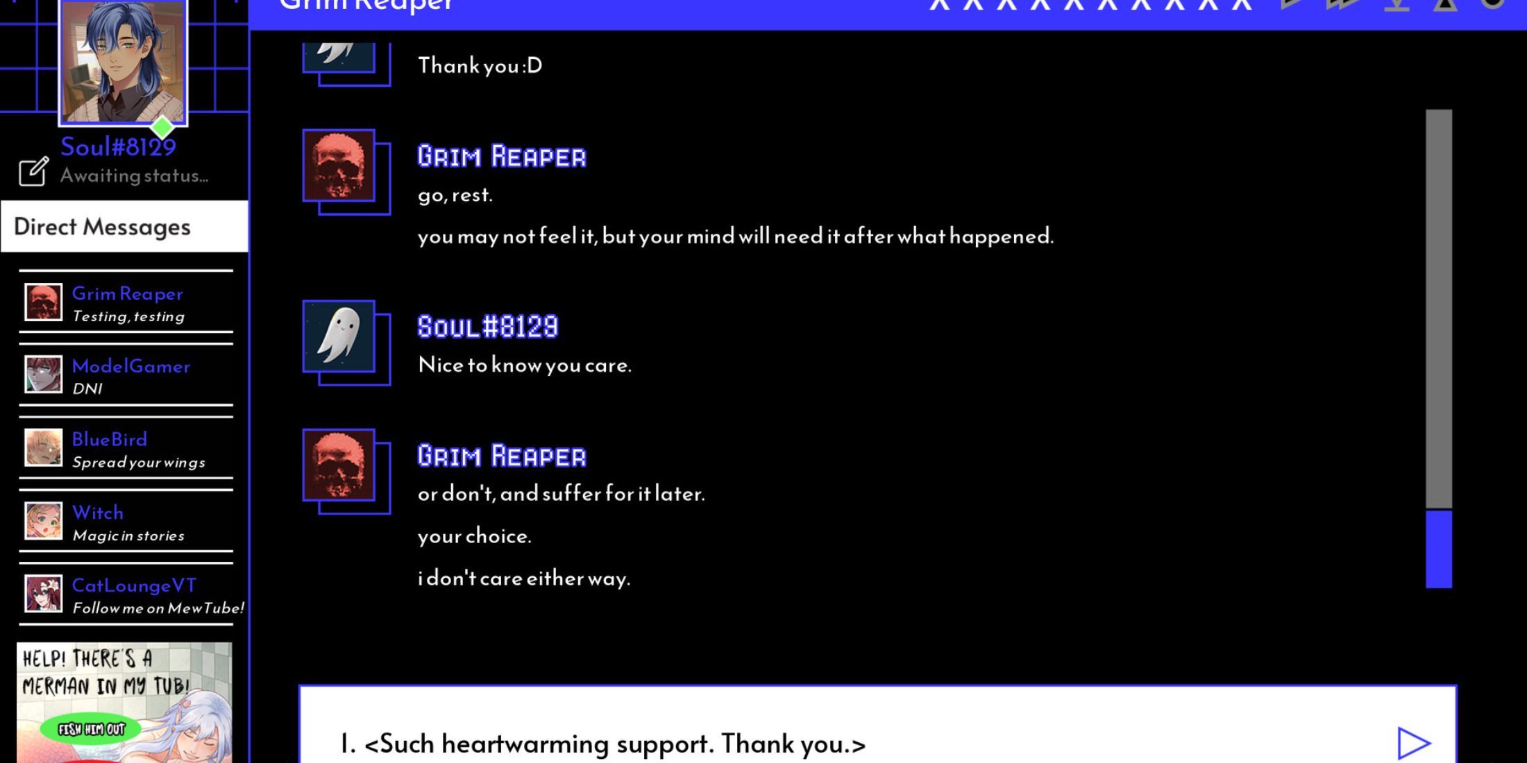 The Player and Casper chatting in A Date with Death