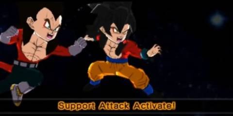 A Support Attack activating in Dragon Ball Fusions