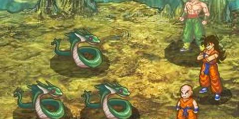 Fighting snake-like creatures in Dragon Ball Z: Attack of the Saiyans