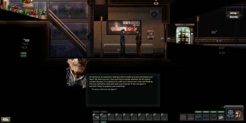 A player talking to a man in Barotrauma