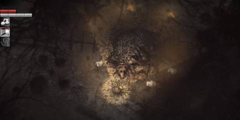 A player looking at Some sort of bloated creature in Darkwood