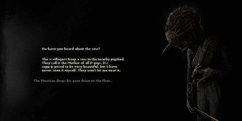 A player talking to the Musician in Darkwood
