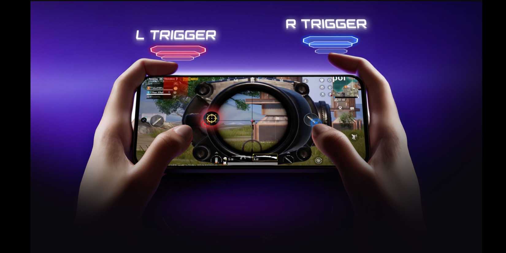 Image of the Infinix Gt30 with its triggers highlighted