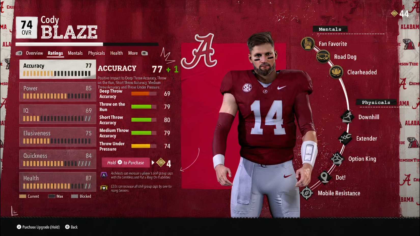 upgrade player ratings in college football 26