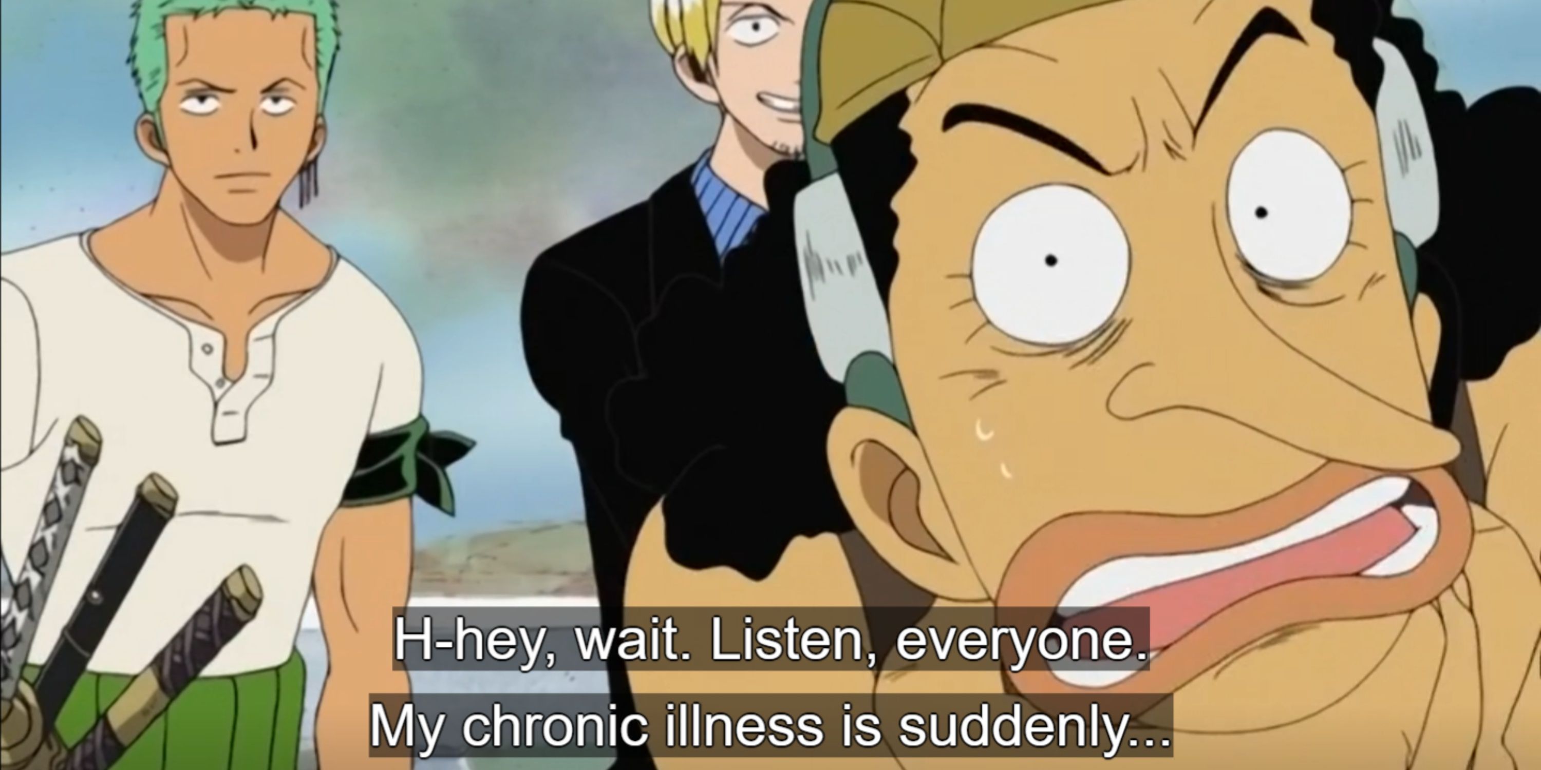 Usopp making excuses One Piece