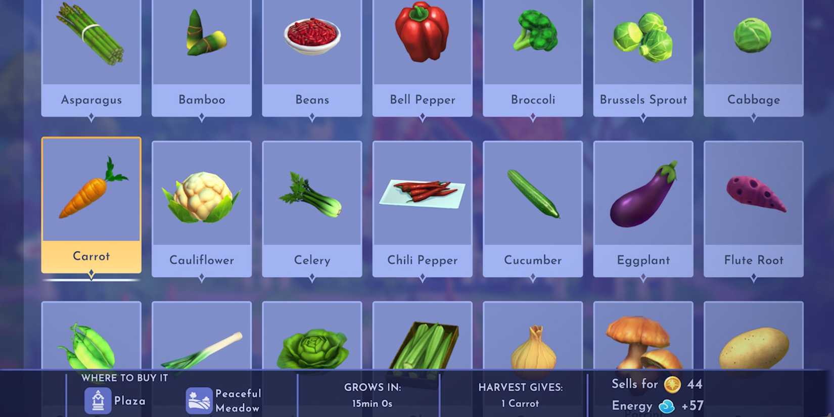 Vegetables in Disney Dreamlight Valley