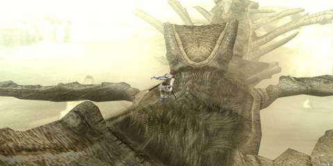 Wander running through the back of a colossus - Shadow Of The Colossus