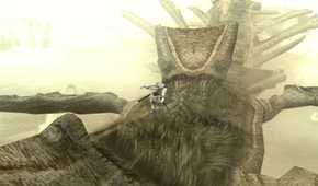 Wander running through the back of a colossus - Shadow Of The Colossus