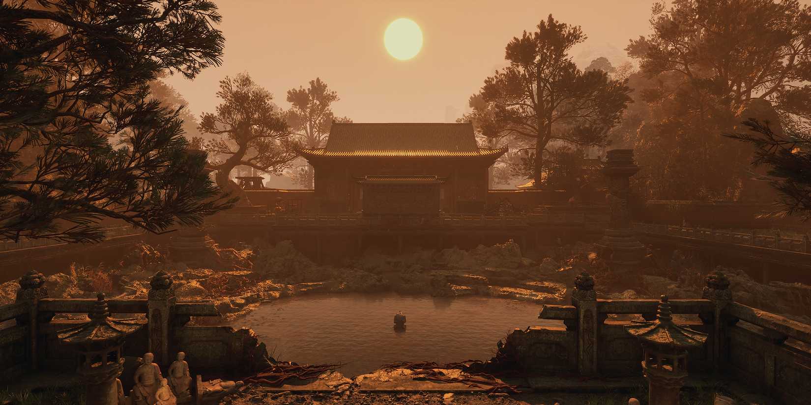 Wuchang Fallen Feathers sunset on the pond