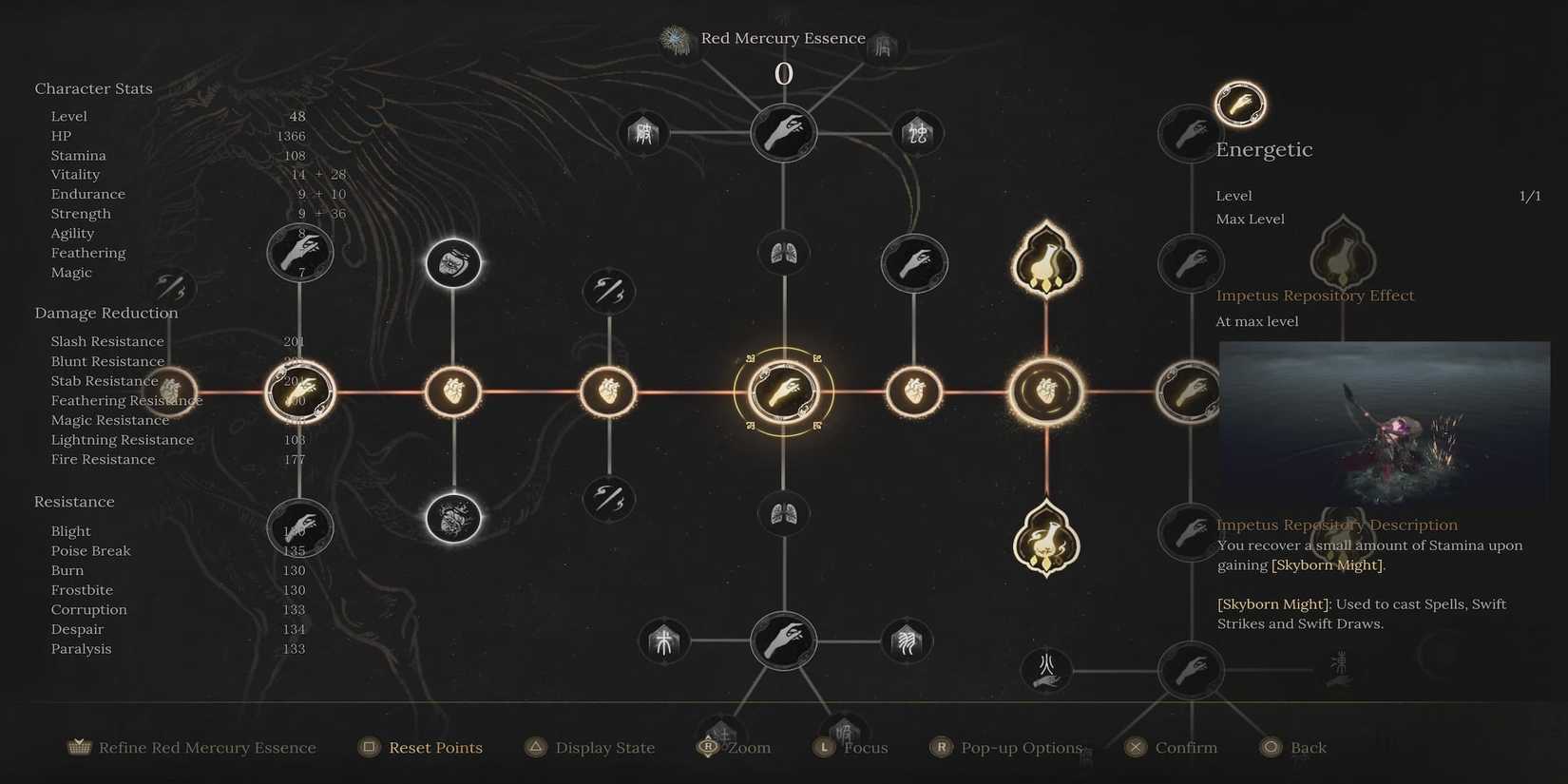 The Energetic Skill in the Skill Tree