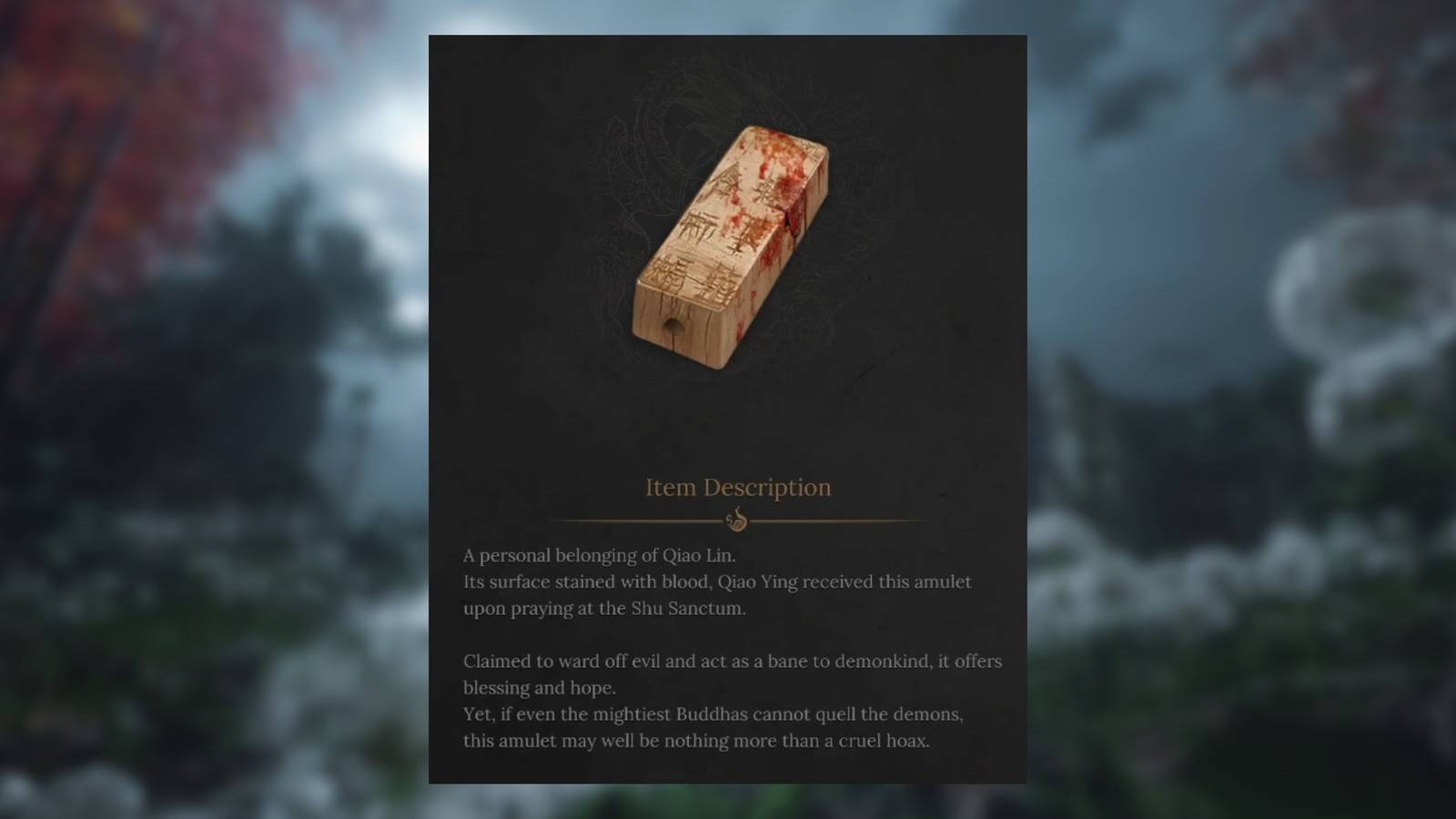 wuchange fallen feathers peachwood amulet quest