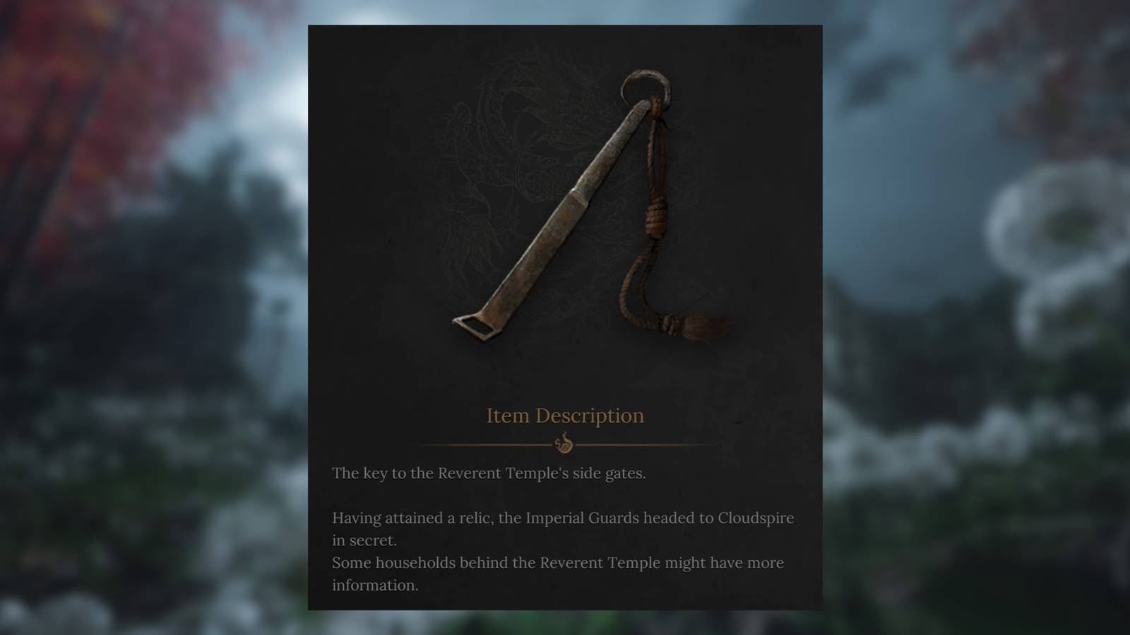 wuchange fallen feathers reverent temple key location