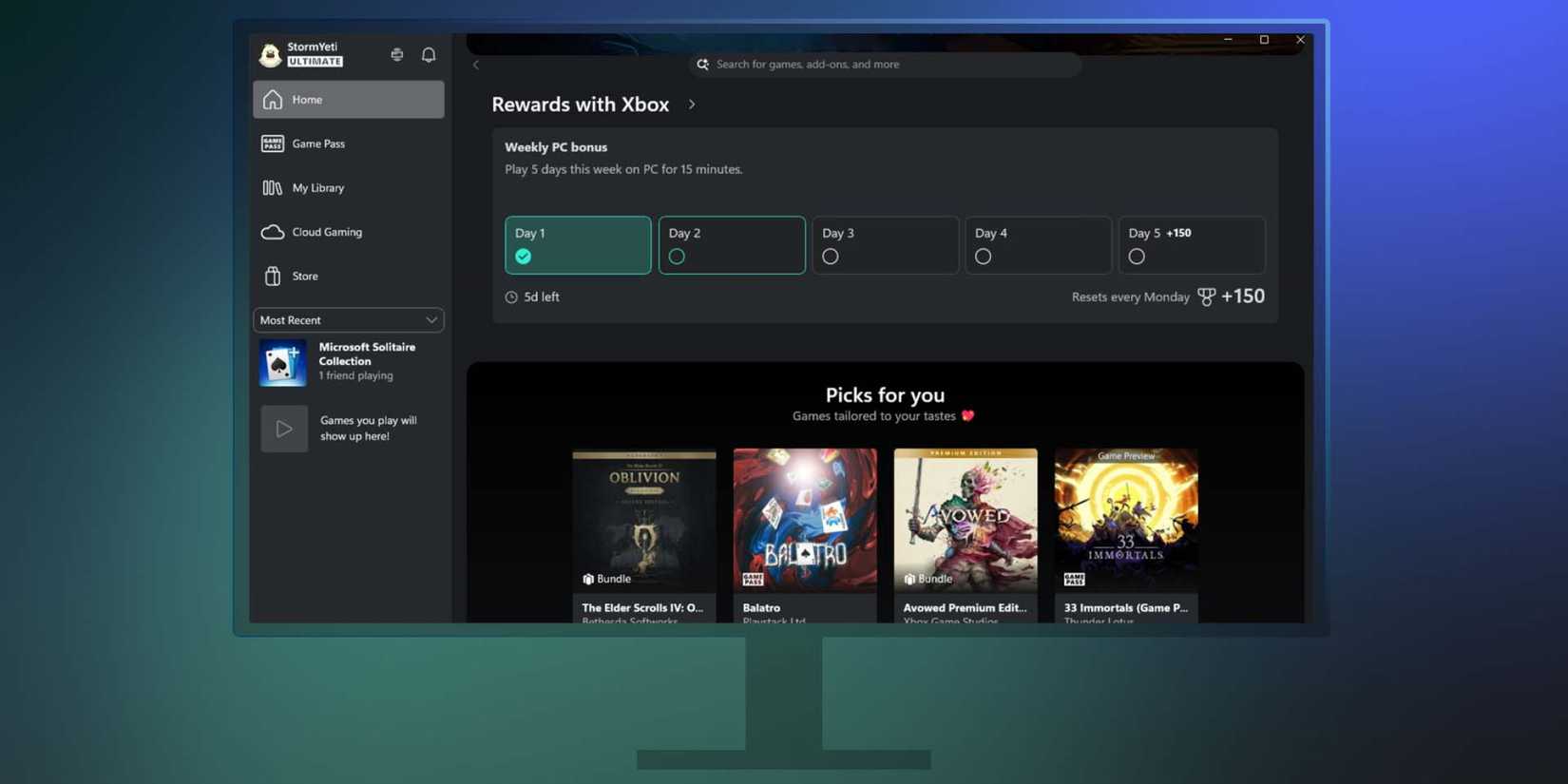 xbox pc app streaming microsoft rewards