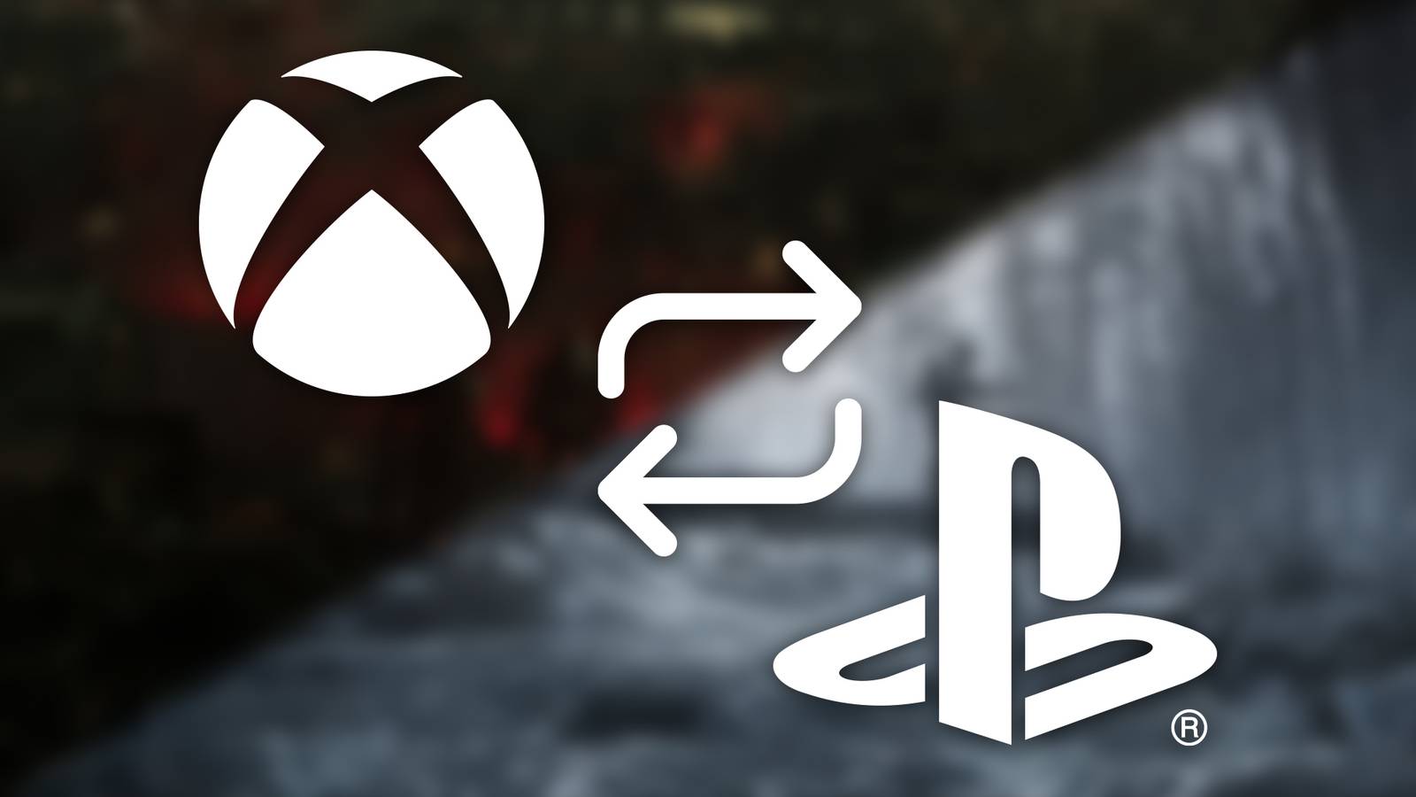 Xbox to PlayStation two-way arrow logos