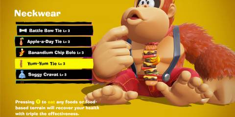 Yum-Yum Tie costume piece in Donkey Kong Bananza