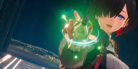 Yumia holding a potion in Atelier Yumia The Alchemist Of Memories & The Envisioned Land