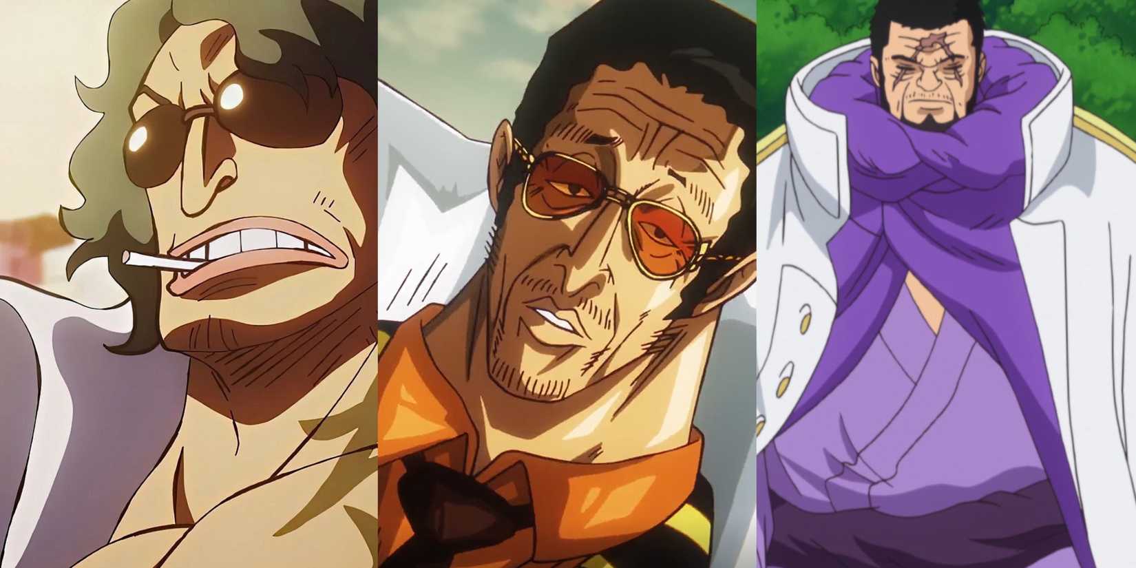 Kizaru Fujitora and Ryokugyu the Admirals