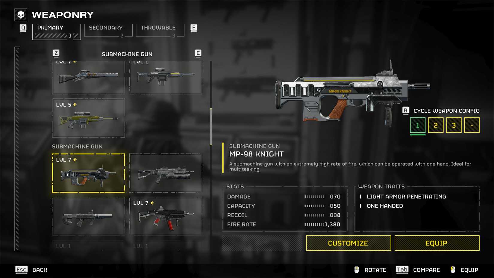 HD2 knight smg stats