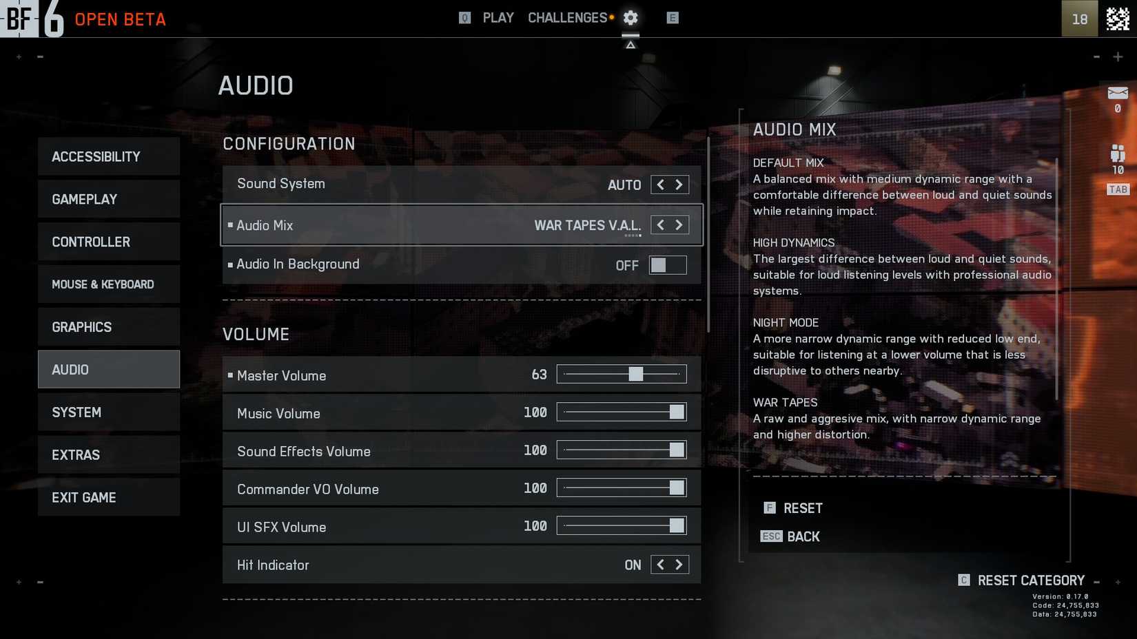BF6 Audio Mix settings