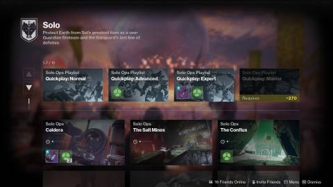 D2 Solo Ops Portal Screen