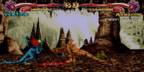 A character attacking another in Primal Rage-1