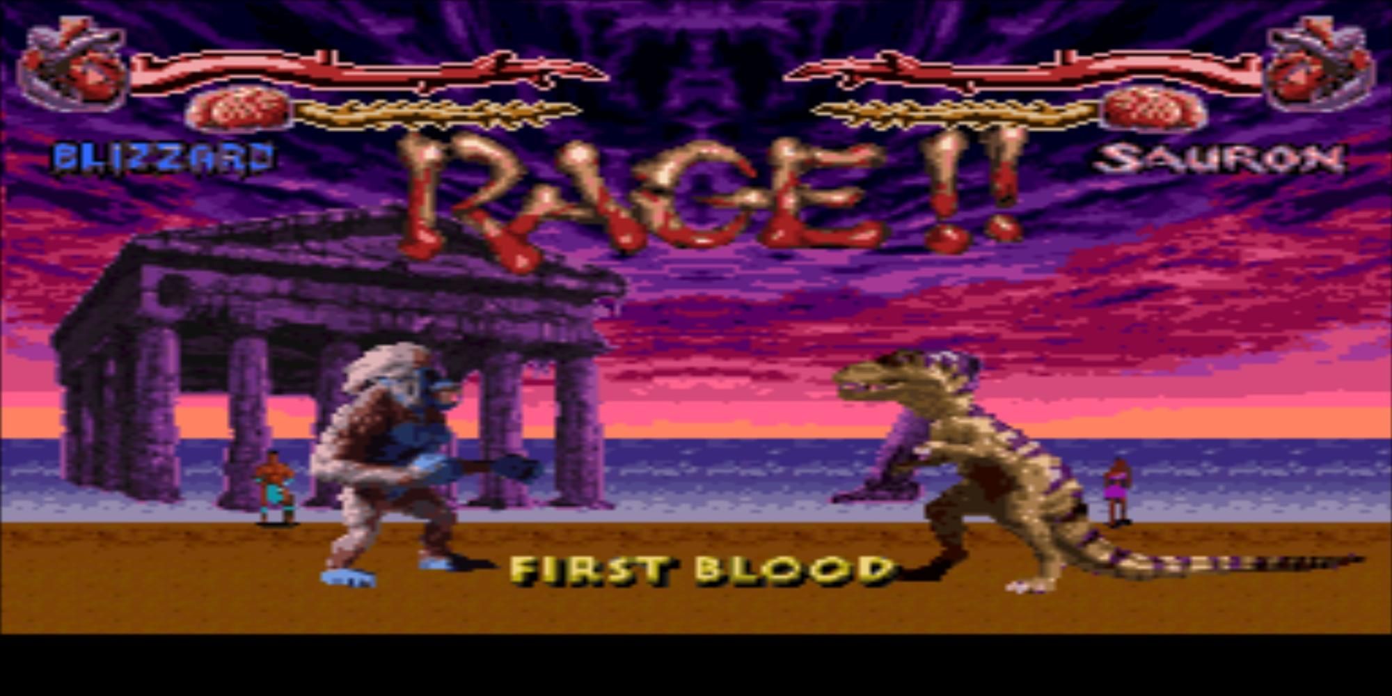 A character attacking in Primal Rage