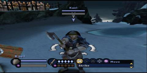 A character holding an axe in Gladius