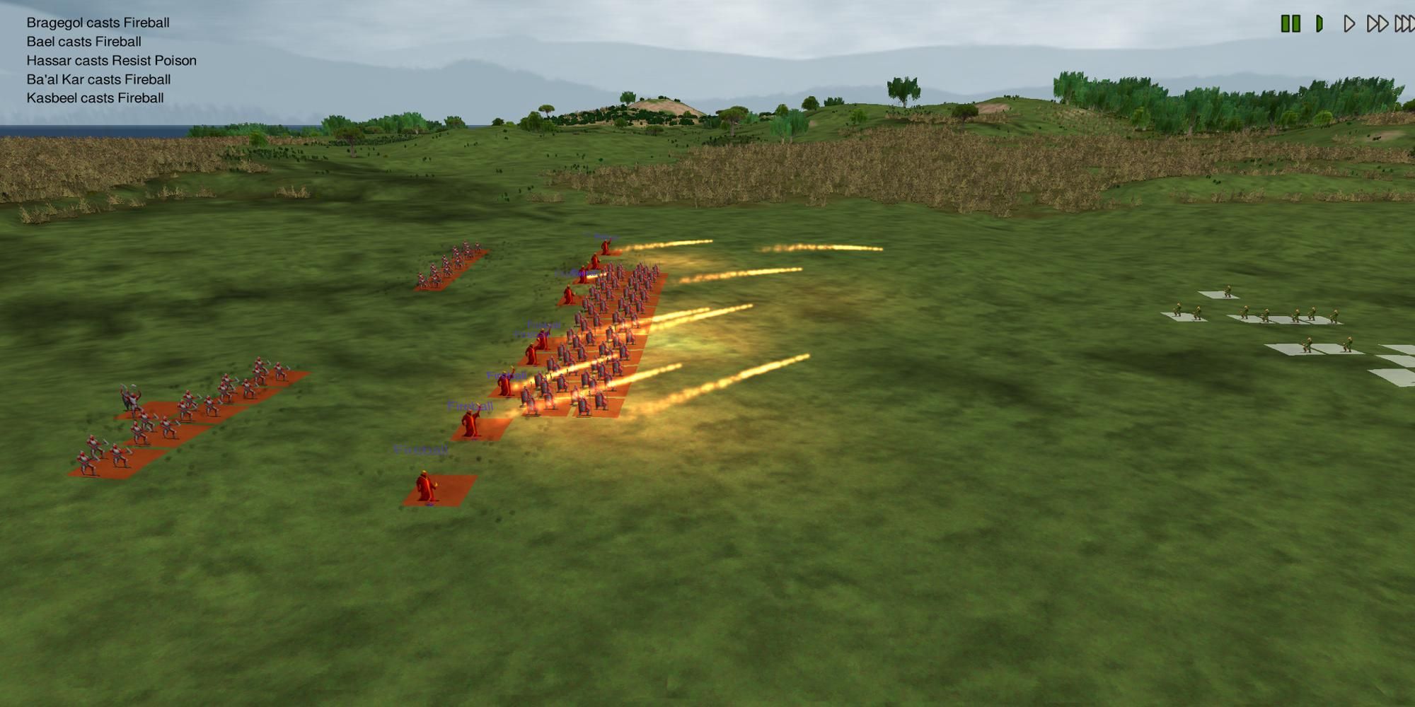 A group of mages casting fireballs in Dominions 5