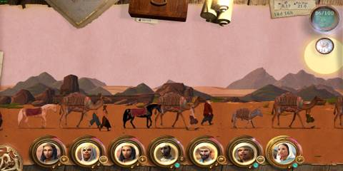 A group of travellers and animals in Caravan