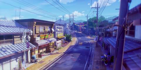 A wide shot of the new version of Inaba town - Persona 4 Revival