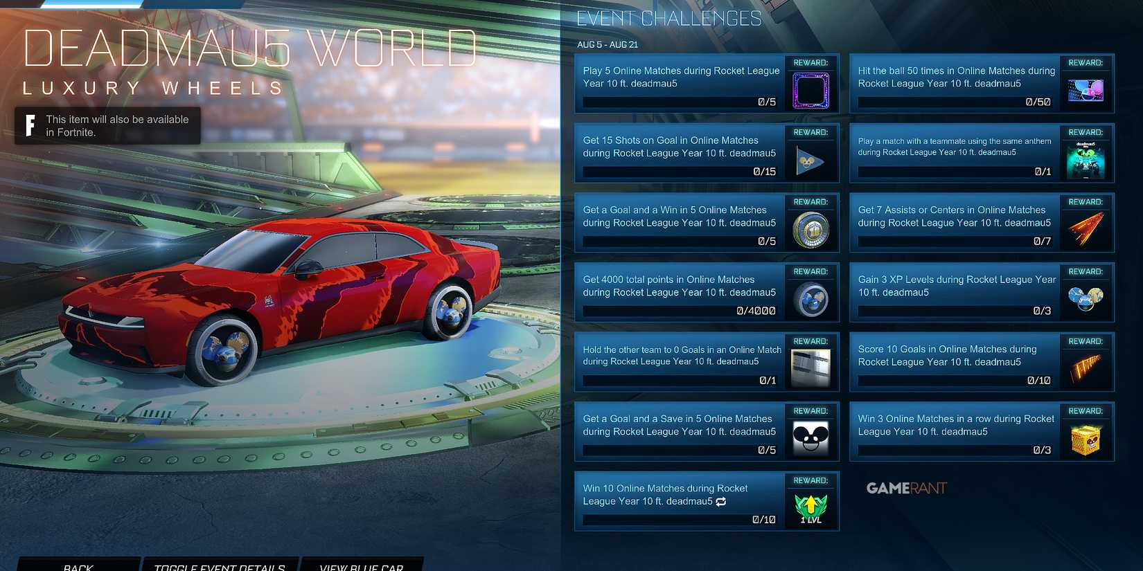 All Free Rocket League Deadmau5 Rewards