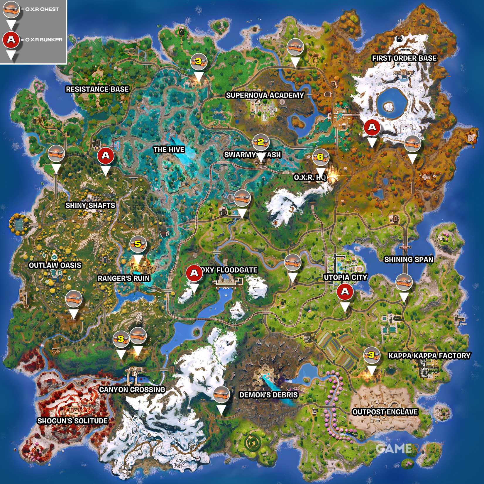 All O.X.R. Chest Locations in Fortnite