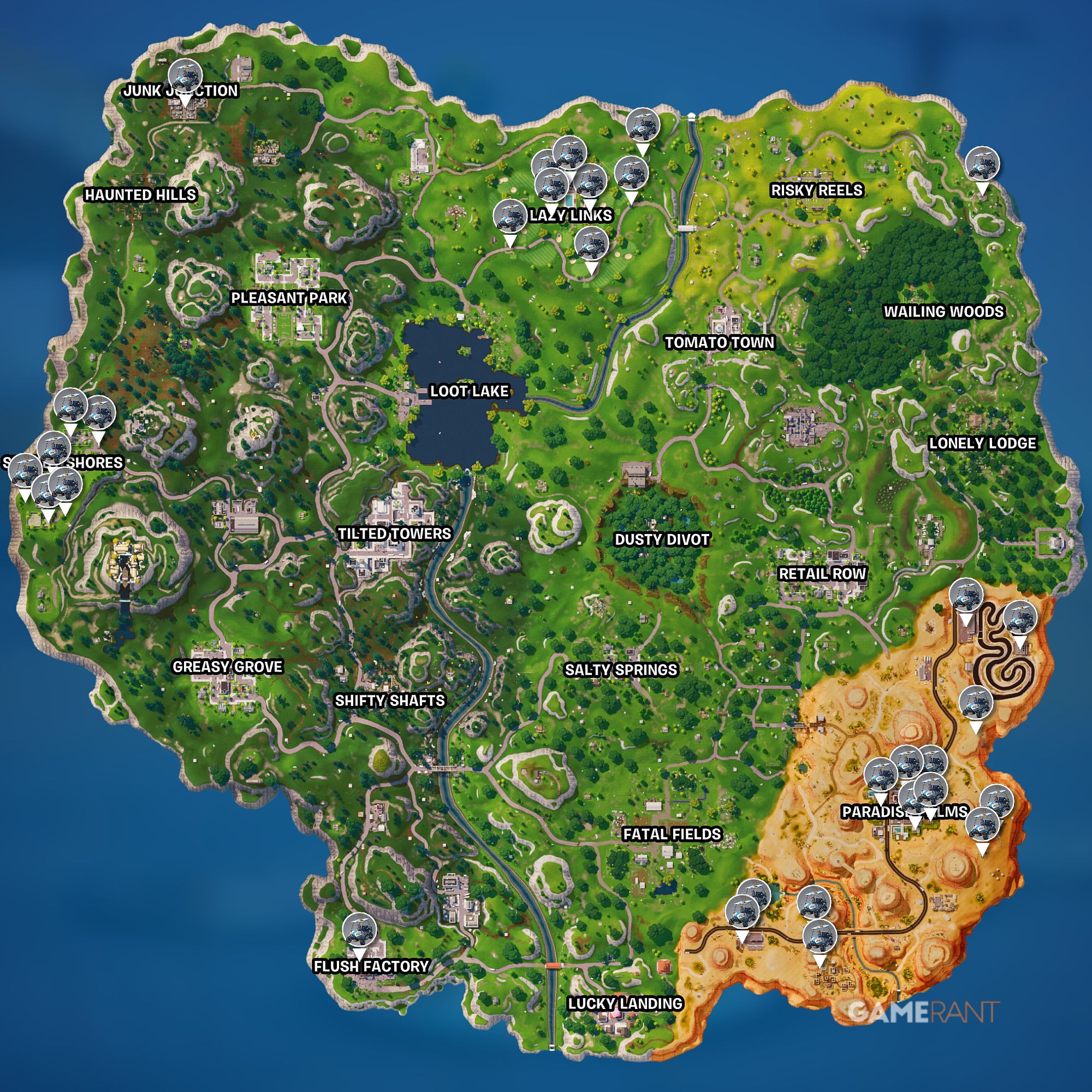 All Terrain Kart Map Locations in Fortnite OG