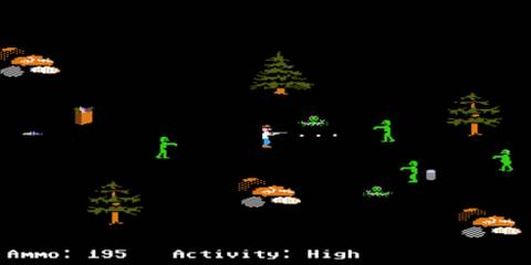 An armed man shooting zombies in Organ Trail-1