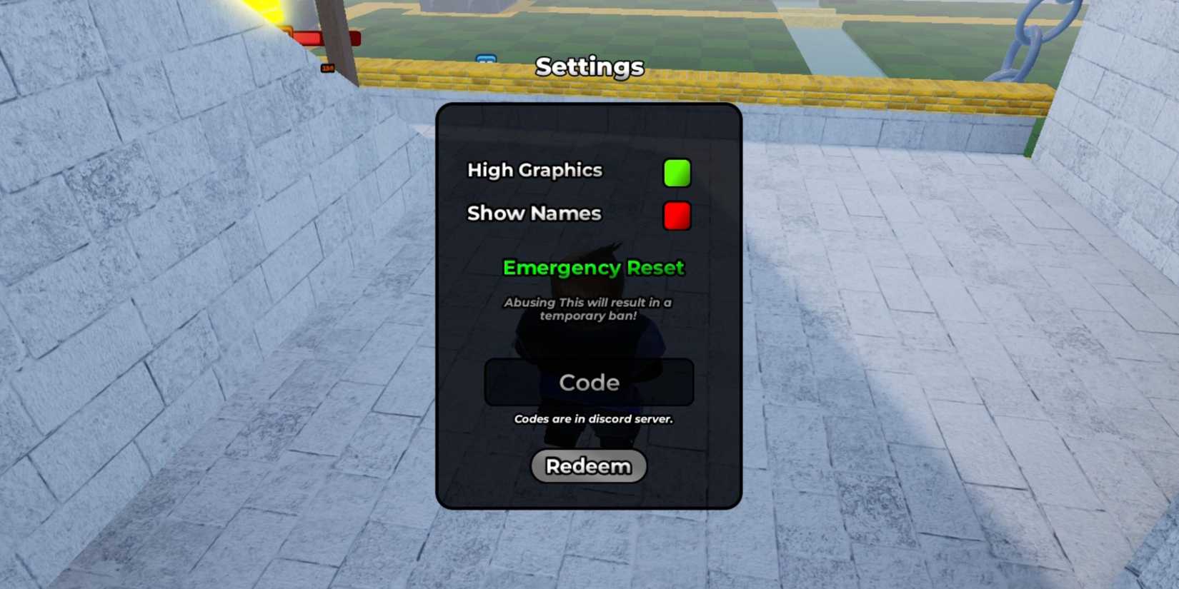 Arena Royale the codes tab