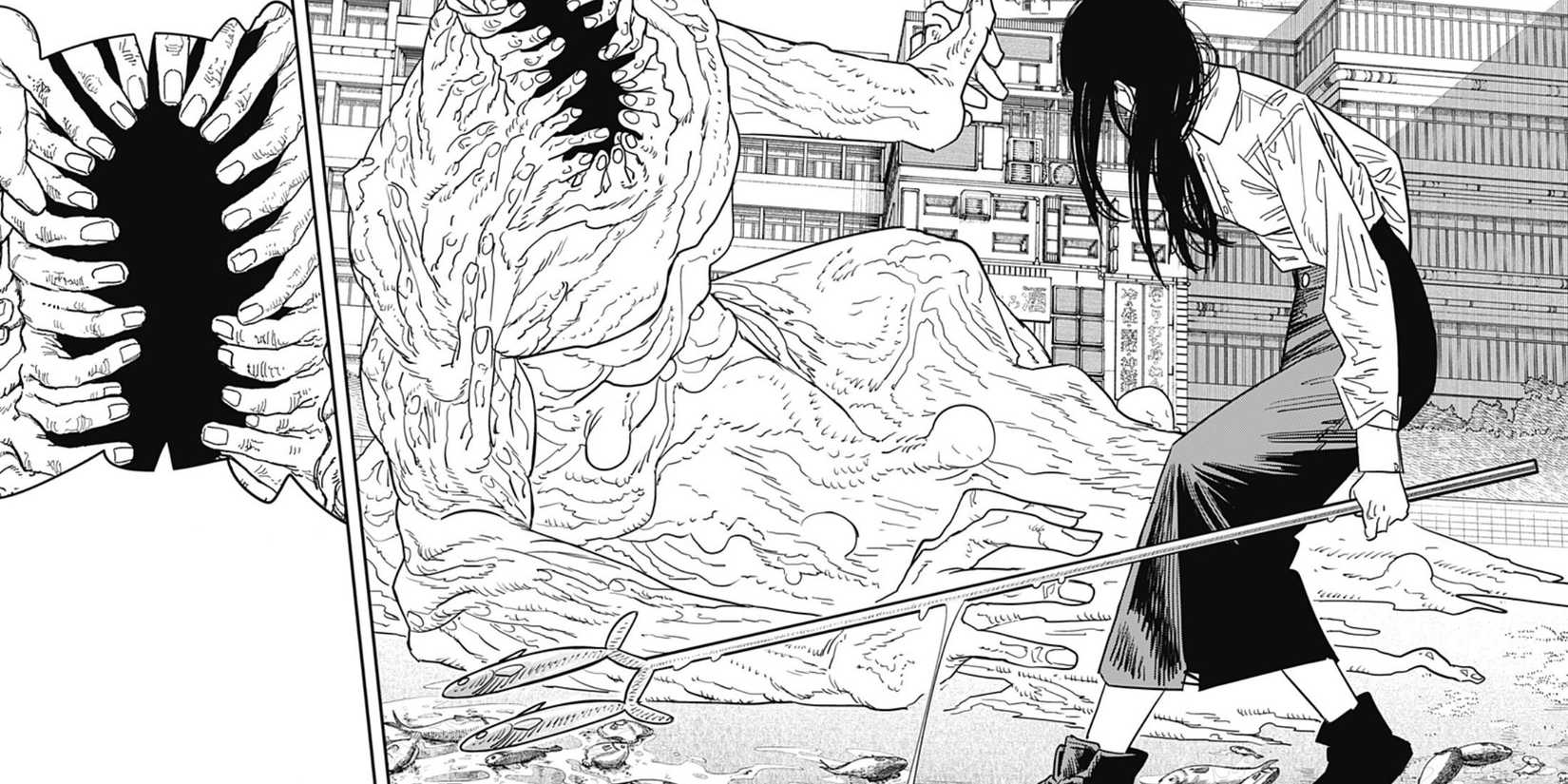 Asa confronts the Eternity Devil with her Aquarium Spear - Chainsaw Man