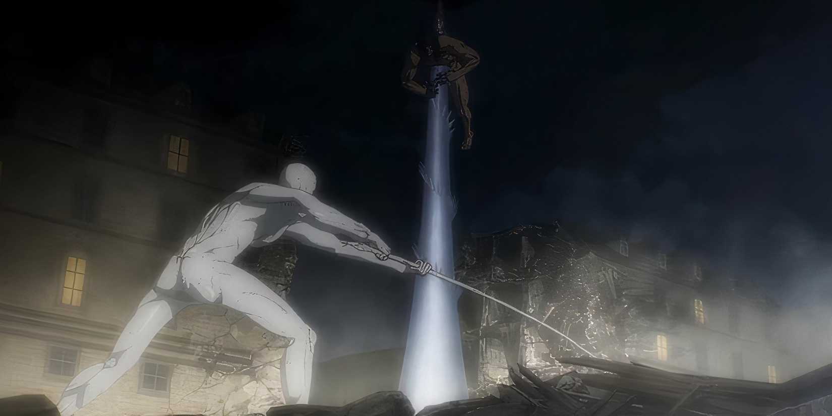 Titan fighting war hammer Titan attack in attack against Titan
