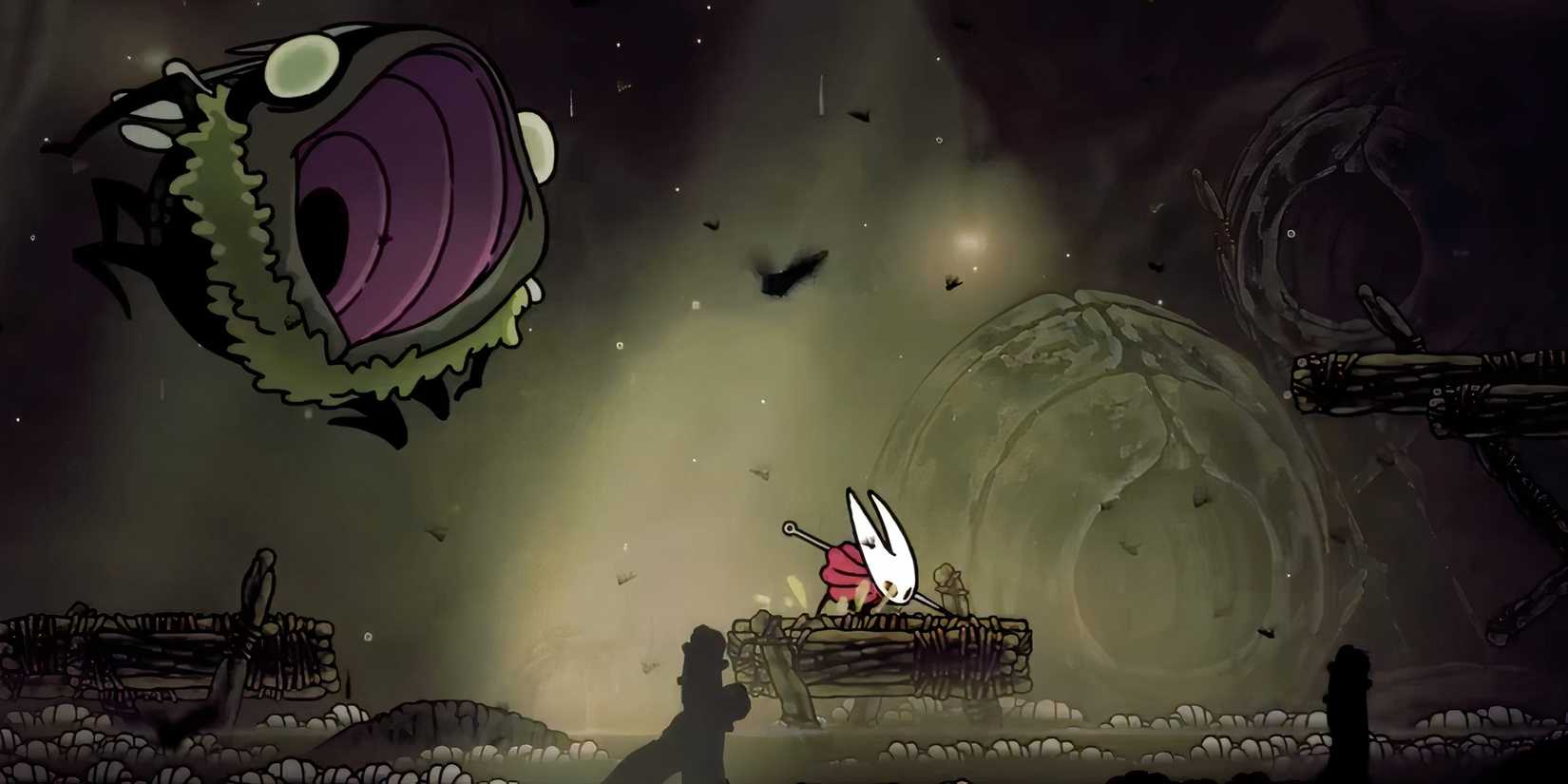 Attacking a boss in Hollow Knight Silksong
