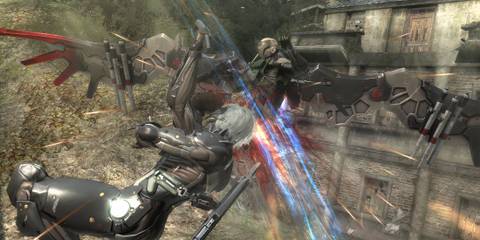 Attacking an aerial enemy in Metal Gear Rising Revengeance