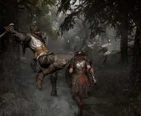 Attacking an enemy in Mistfall Hunter