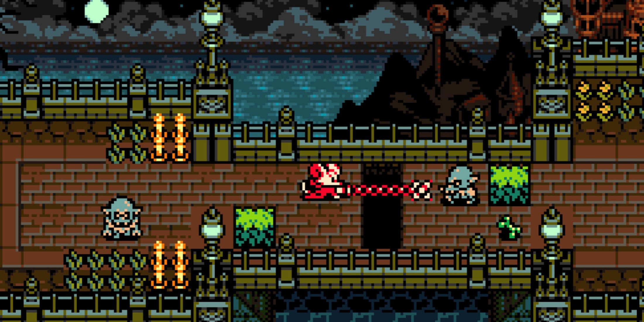 Attacking enemies with a flail in Mina The Hollower