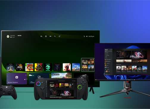 Xbox ROG Ally X PC Series X TV gradient backdrop composite