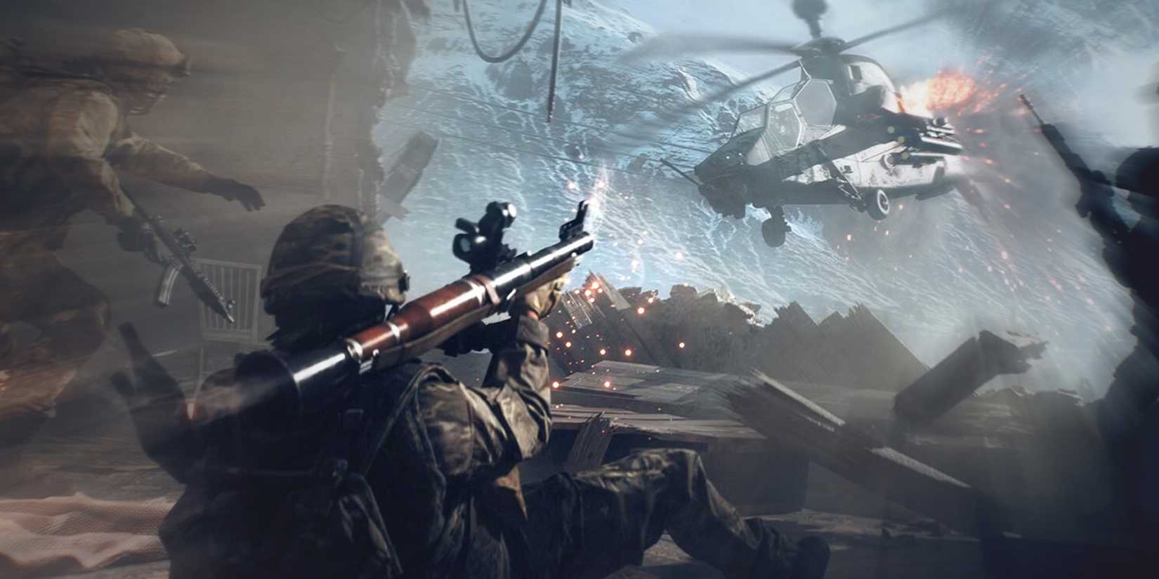 Battlefield 6 rocket launcher vs helicopter zoom blur key art