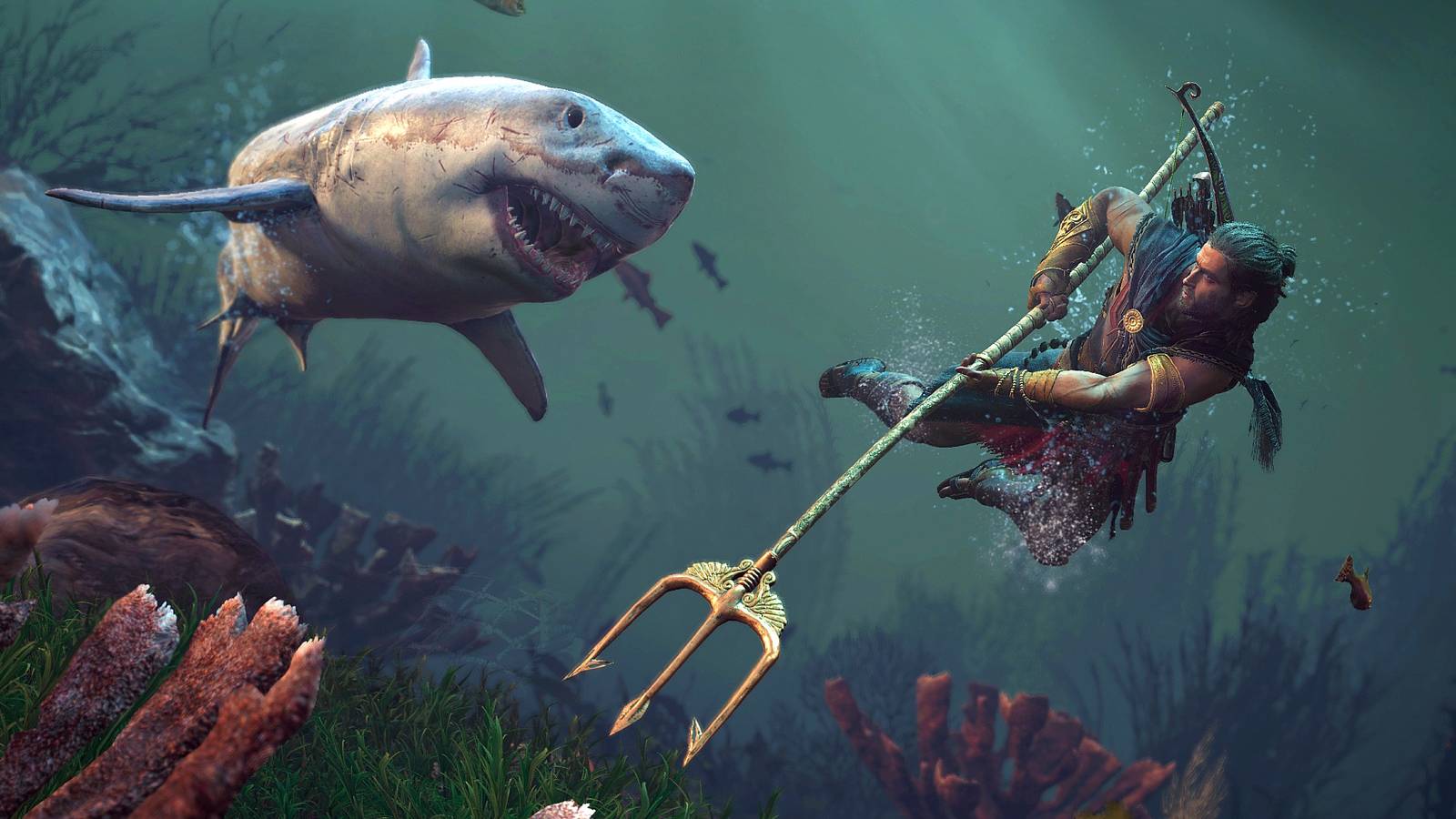 Assassin's Creed Odyssey Underwater Swimming With A Shark