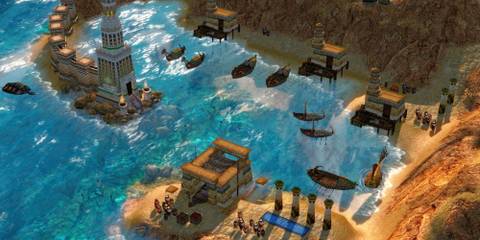Boats on a dock in Age of mythology