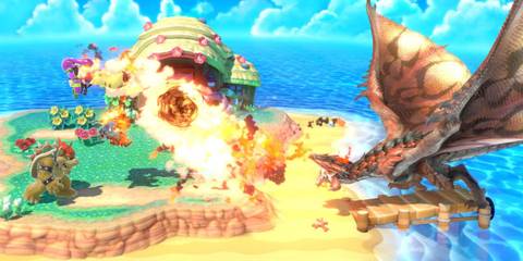 Bowser and Inkling fight Rathalos - Super Smash Bros. Ultimate