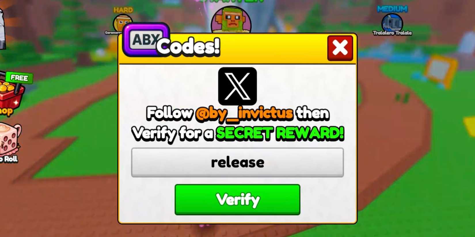 Brainrot Fighters the codes tab