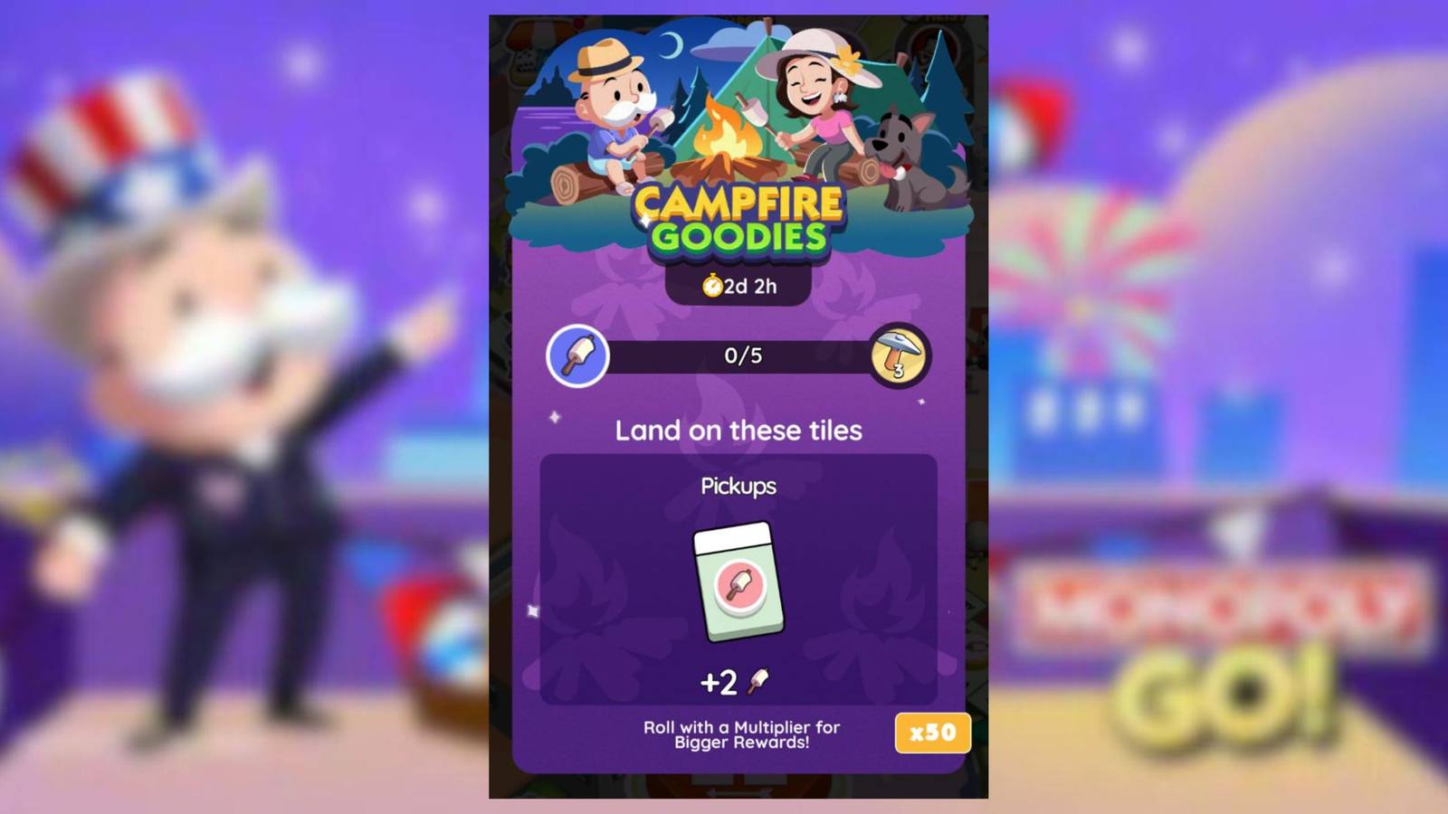 campfire goodies monopoly go