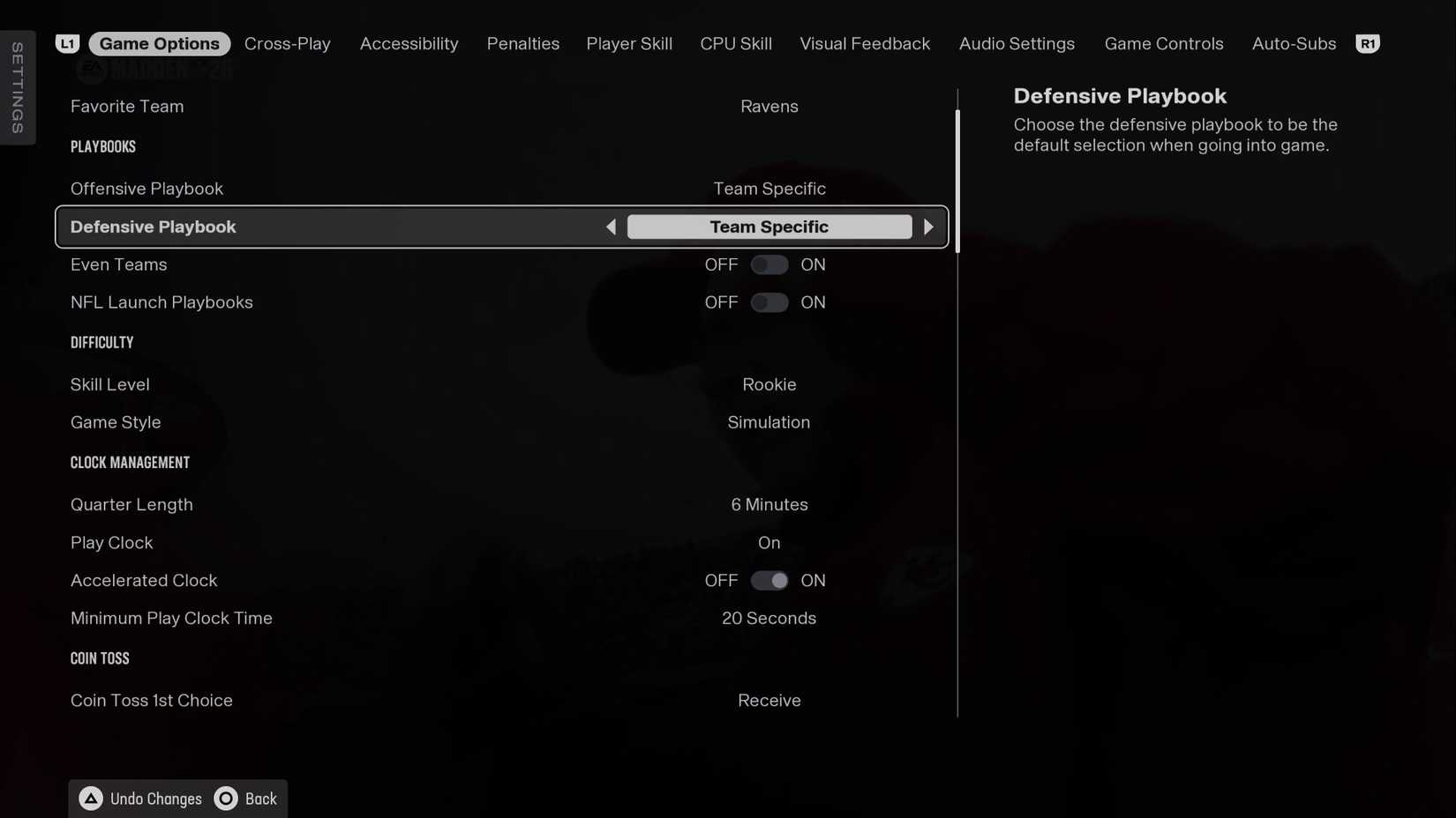 change madden 26 playbooks in quick play