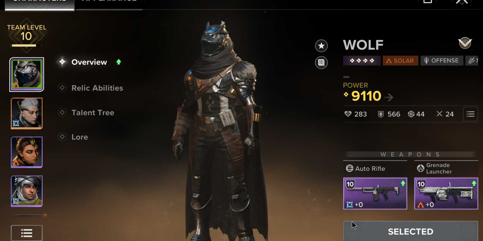 Character Menu Destiny Rising